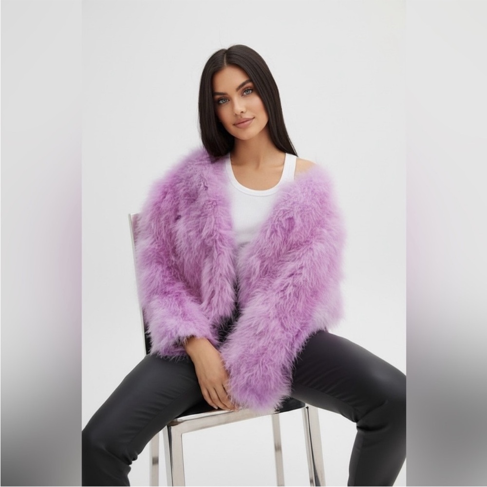 Lamarque lavender orchid fur feather jacket S - Picture 3 of 10